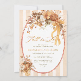 Fall in Love Floral Bow Bridal Shower Invitation Kaart