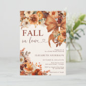 Fall In Love  Floral Bridal Shower Party  Kaart (Staand voorkant)