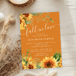 Fall in love floral burnt orange bridal shower kaart