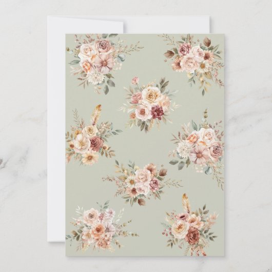 Fall in Love Floral Green Baby Shower Kaart (Achterkant)