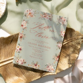 Fall in Love Floral Green Baby Shower Kaart