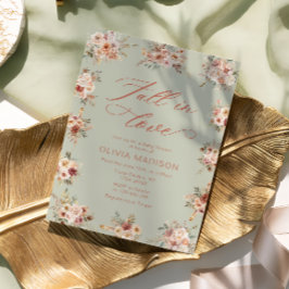 Fall in Love Floral Green Baby Shower Kaart