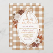 Fall in love Flowers Baby shower Gingham Kaart (Voorkant / Achterkant)