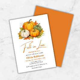 Fall in Love Gender Neutral Pumpkin Baby Shower Kaart