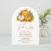 Fall in Love Gender Neutral Pumpkin Baby Shower  Kaart (Staand voorkant)
