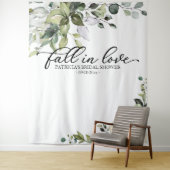 Fall In Love Groene Bruiloft Bridal Shower Achterg Wandkleed (In situ)