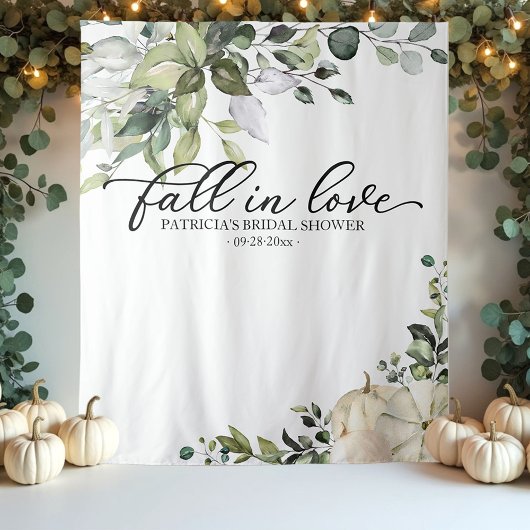 Fall In Love Groene Bruiloft Bridal Shower Achterg Wandkleed