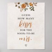 Fall in Love | Guess How Many Kisses Bridal Shower Poster (Voorkant)