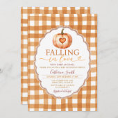 Fall in love Heart Pumpkin Baby shower Gingham Kaart (Voorkant / Achterkant)