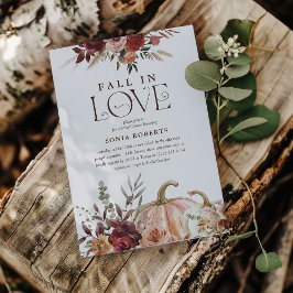 'Fall In Love' Herfstbloesems Pompoen Bruidsfeest Kaart