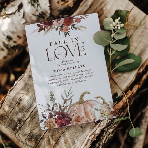 'Fall In Love' Herfstbloesems Pompoen Bruidsfeest Kaart