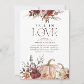 'Fall In Love' Herfstbloesems Pompoen Bruidsfeest Kaart (Voorkant)