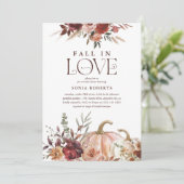 'Fall In Love' Herfstbloesems Pompoen Bruidsfeest Kaart (Staand voorkant)
