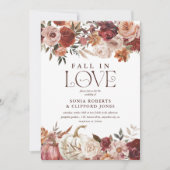 'Fall In Love' Herfstbloesems Pompoen Bruiloft Kaart (Voorkant)