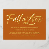 Fall In Love Lettering Oranje Uitnodiging Trouwfee (Voorkant)