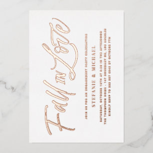 Fall In Love Lettering Rose Goud Verlovingsfeest Folie Uitnodiging