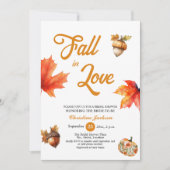 Fall in Love Maple Leaves Acorns Bridal Shower  Kaart (Voorkant)