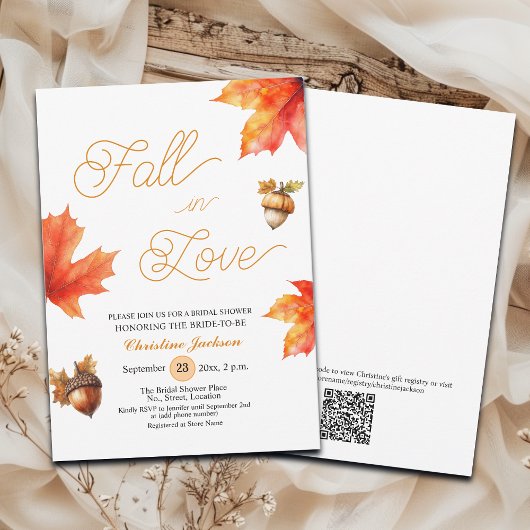 Fall in Love Maple Tree Leaves Bridal Shower  Kaart