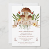 Fall In Love Mushroom Autumn Baby Shower  Kaart (Voorkant)