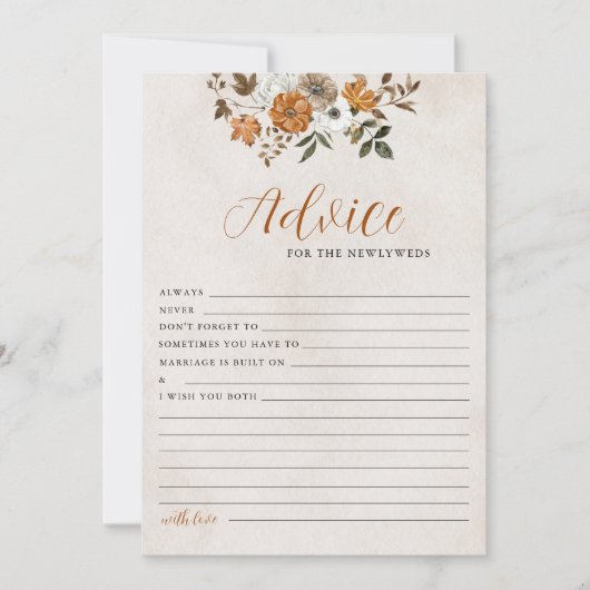 Fall in Love | Newlywed Advice and Wishes Game Kaart (Voorkant)