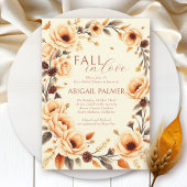 Fall in love peach floral border bridal shower kaart
