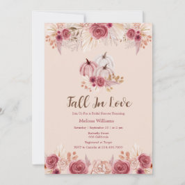 Fall In Love Pink Boho Bridal Shower Invitation Kaart