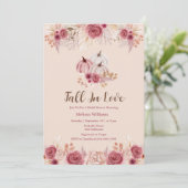 Fall In Love Pink Boho Bridal Shower Invitation Kaart (Staand voorkant)