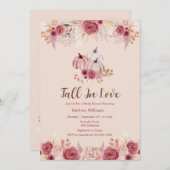 Fall In Love Pink Boho Bridal Shower Invitation Kaart (Voorkant / Achterkant)