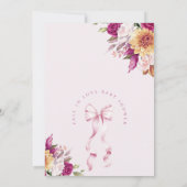 Fall in Love Pink Bow Baby Shower Invitation Kaart (Achterkant)