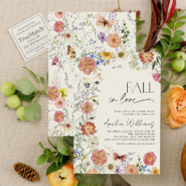 Fall In Love Pressed Wildflower Bridal Shower Kaart