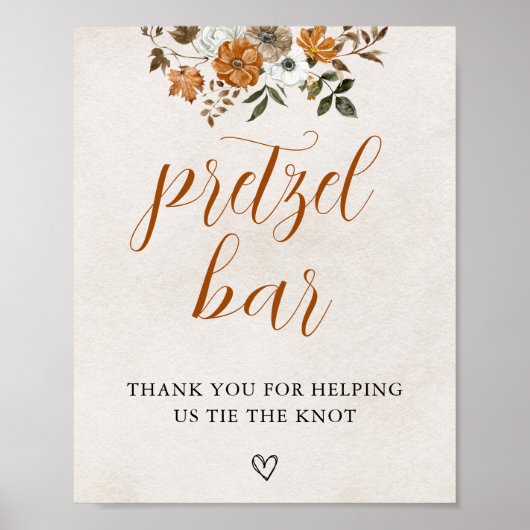 Fall in Love | Pretzel Bar Table Bridal Shower Poster (Voorkant)