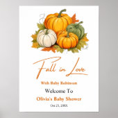 Fall in Love Pumpkin Baby Shower Welcome  Poster (Voorkant)