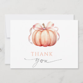 Fall in Love Pumpkin Bow Baby Shower Thank You Bedankkaart