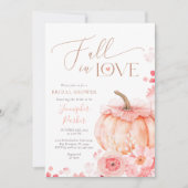 Fall in Love Pumpkin Bridal Shower Invitation Kaart (Voorkant)