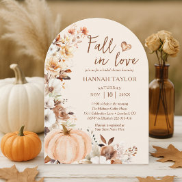 Fall in Love Pumpkin Bridal Shower Kaart