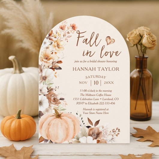 Fall in Love Pumpkin Bridal Shower Kaart