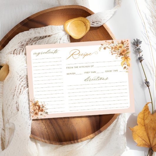 Fall in Love Pumpkin Bridal Shower Recipe Card