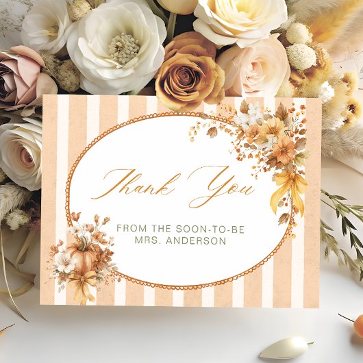 Fall in Love Pumpkin Bridal Shower Thank You Card Bedankkaart