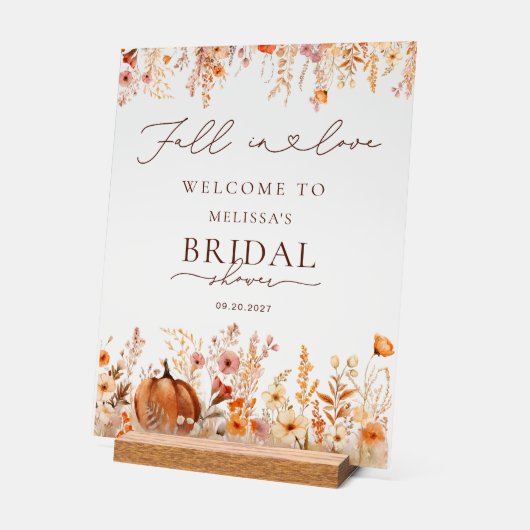 Fall in Love Pumpkin Bridal Shower Welcome Acryl Bord (Hoek)