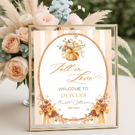 Fall in Love Pumpkin Bridal Shower Welcome Poster