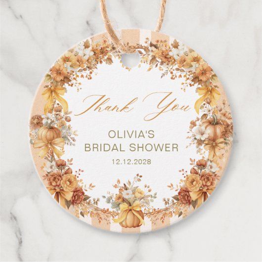 Fall in Love Pumpkin Bruidsfeest Dank Je Bedankjes Labels (Voorkant)