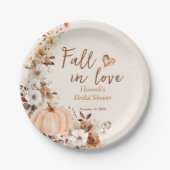 Fall in Love Pumpkin Bruidsfeest Papieren Bord (Voorkant)