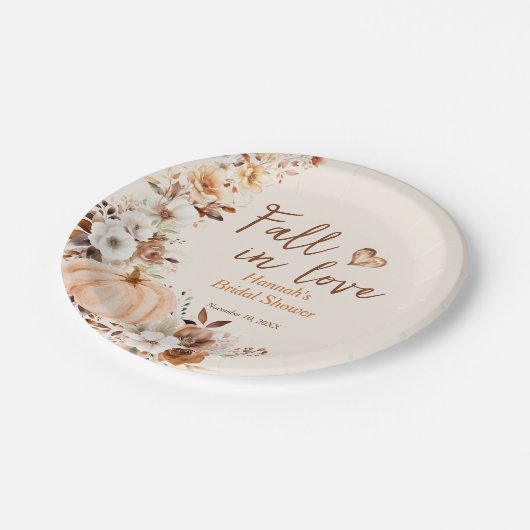 Fall in Love Pumpkin Bruidsfeest Papieren Bord (Gekanteld)