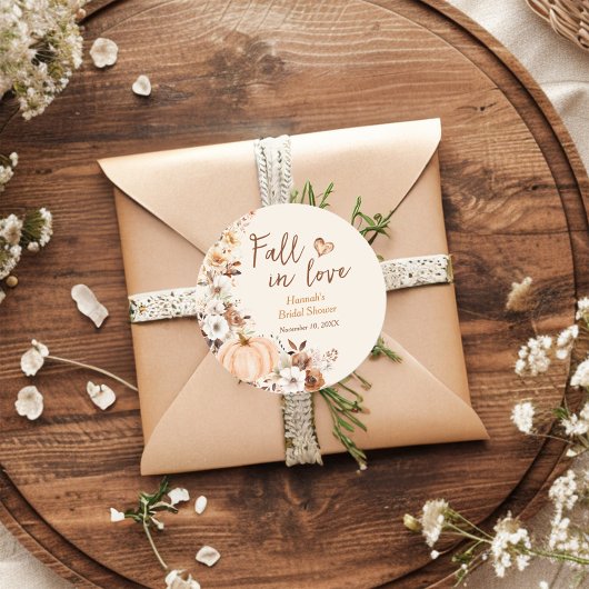 Fall in Love Pumpkin Bruidsfeest Ronde Sticker