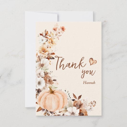 Fall in Love Pumpkin Bruidsmeisjardag Bedankkaart (Voorkant)