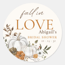 Fall in Love Pumpkin Bruidsuitnodiging Waterverf Ronde Sticker