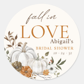 Fall in Love Pumpkin Bruidsuitnodiging Waterverf Ronde Sticker