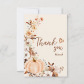 Fall in Love Pumpkin Bruiloft Feest Bedankkaart (Voorkant)