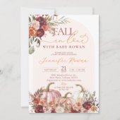 Fall in Love Pumpkin Burgundy Orange Baby Shower Kaart (Voorkant)
