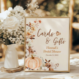 Fall in Love Pumpkin Cards and Gifts Bridal Shower Poster